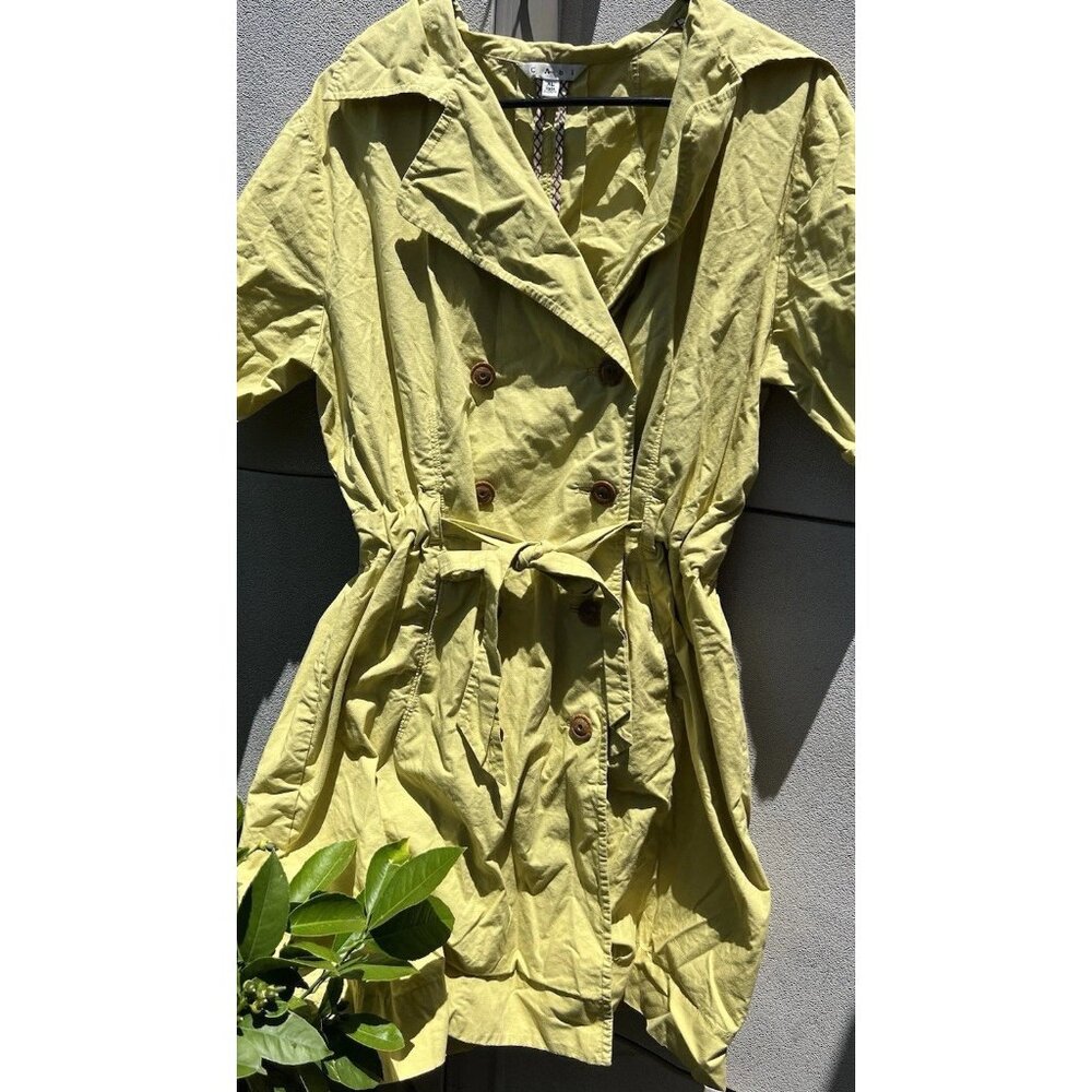 Vintage Cabi Maritime Trench Coat Lime Green Buttons 3/4 Sleeve Women’s Sz XL